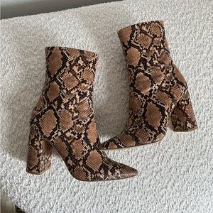 Jeffrey Campbell Brown Black Ankle Booties with Snake Print